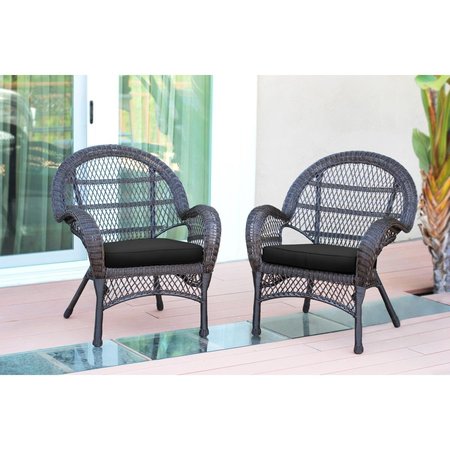 PROPATION W00208-C-2-FS017-CS Espresso Wicker Chair with Black Cushion PR1081343